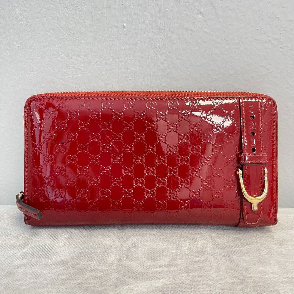 Gucci Microguccissima Zippy Long Wallet in Red Patent Leather - Preowned - Picture 1 of 12
